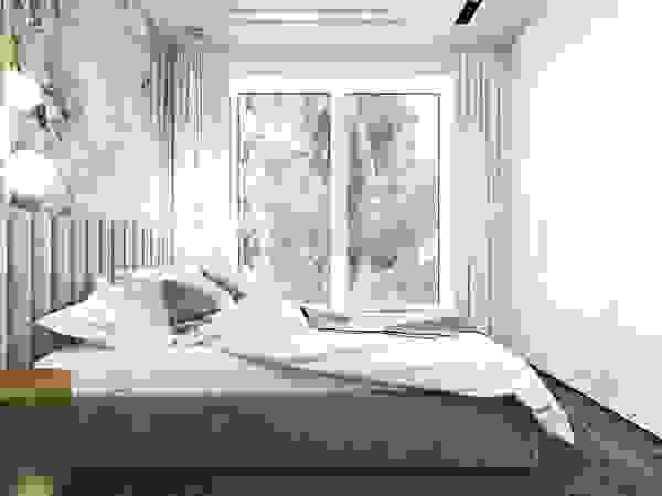 Mieszkanie w odcieniach kawy Ambience. Interior Design Nowoczesna sypialnia