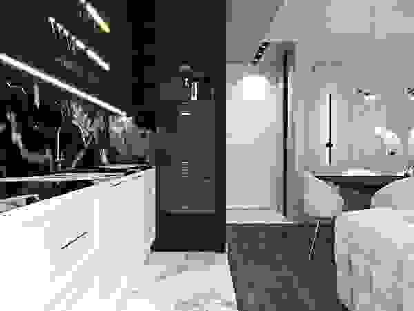 Mieszkanie w odcieniach kawy Ambience. Interior Design Nowoczesna kuchnia