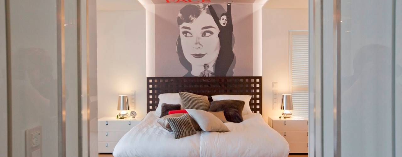 "Im Bett mit Audrey", KERN-DESIGN GmbH Innenarchitektur + Einrichtung KERN-DESIGN GmbH Innenarchitektur + Einrichtung オリジナルスタイルの 寝室