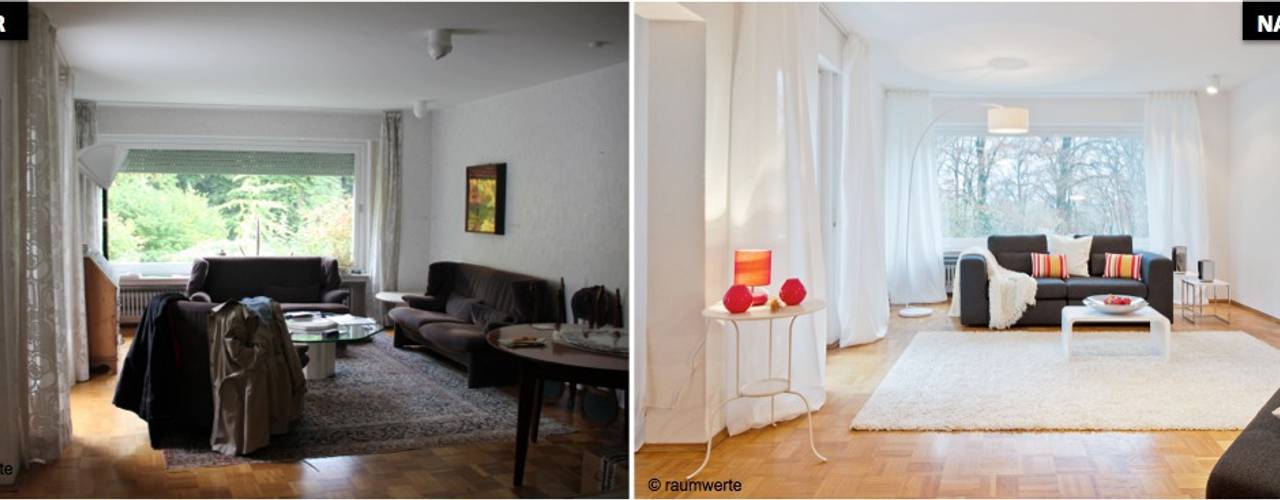 Home Staging Erbimmobilie 70er Jahre, raumwerte Home Staging raumwerte Home Staging غرفة المعيشة