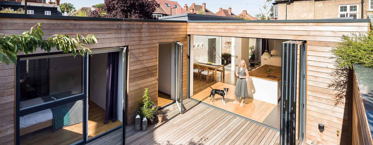 Courtyard House - East Dulwich, Designcubed Designcubed Modern Balkon, Veranda & Teras
