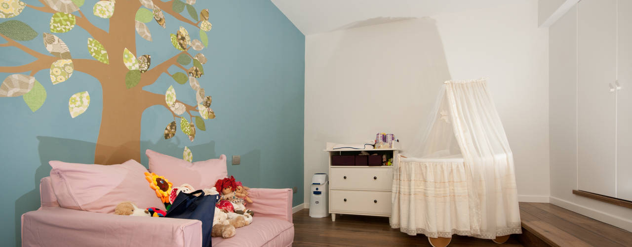 Ristrutturazione di una villa bifamiliare su tre livelli in Roma - 240 mq, Fabiola Ferrarello Fabiola Ferrarello Dormitorios infantiles modernos