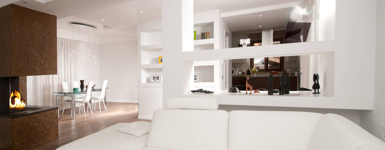 Ristrutturazione di una villa bifamiliare su tre livelli in Roma - 240 mq, Fabiola Ferrarello Fabiola Ferrarello Modern living room