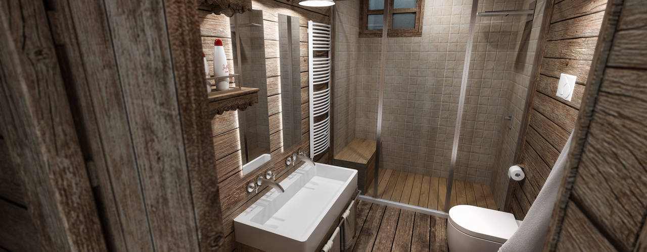 Cascina di Montagna, studiosagitair studiosagitair Rustic style bathroom