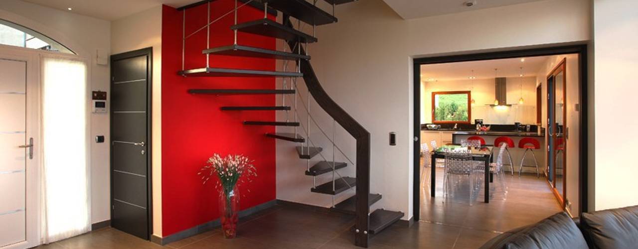 Escalier suspendu, ASCENSO ASCENSO Couloir, entrée, escaliers modernes
