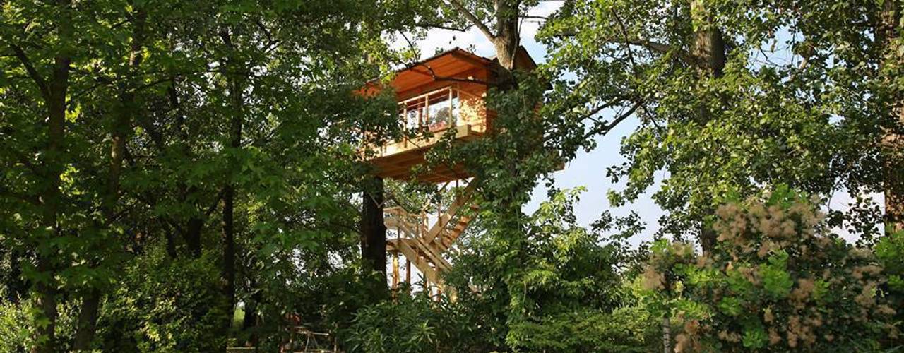 Treehouse, Nicola Preti - Architecture, Planning and Preservation- Nicola Preti - Architecture, Planning and Preservation- 컨트리스타일 발코니, 베란다 & 테라스