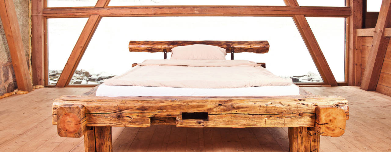 joist bed, edictum - UNIKAT MOBILIAR edictum - UNIKAT MOBILIAR Rustic style bedroom