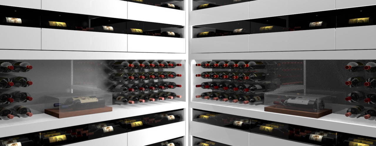 Projet 3D - Cave à vin en Corian Blanc Iceberg, Degré 12 Degré 12 قبو النبيذ