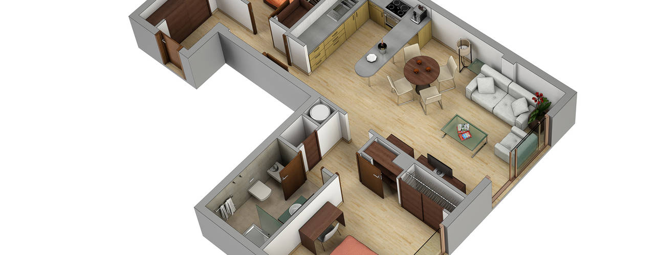 Planos de corte 3D , Realistic-design Realistic-design Casas
