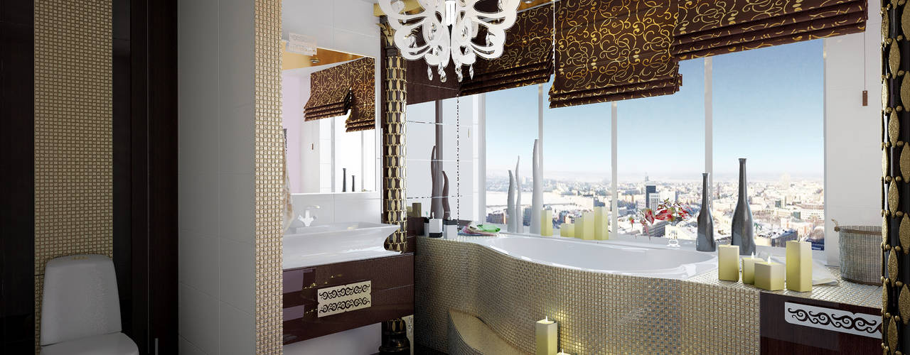 Интерпретация арт-деко, Decor&Design Decor&Design Ванная комната в эклектичном стиле