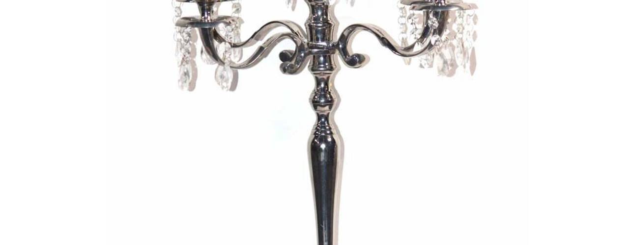 Nickel Plated 5 – Arm Crystal Drop Candelabra, M4design M4design Salas y Recibidores: Ideas, diseños y decoración