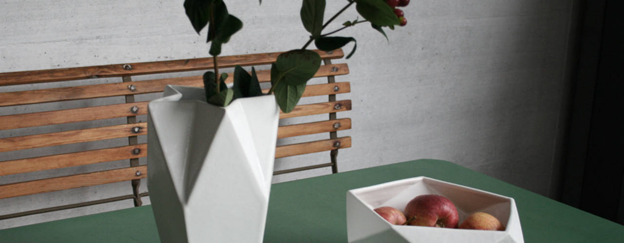 Geometrische Keramikserie 5Eck-Familie , Raum B Raum B Ruang keluarga: Ide desain interior, inspirasi & gambar
