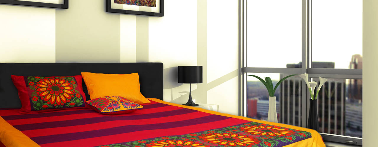homify Modern style bedroom Cotton Multicolored
