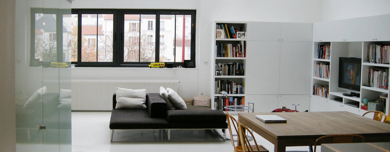 LOFT, Barbara Sterkers , architecte d'intérieur Barbara Sterkers , architecte d'intérieur Moderne woonkamers