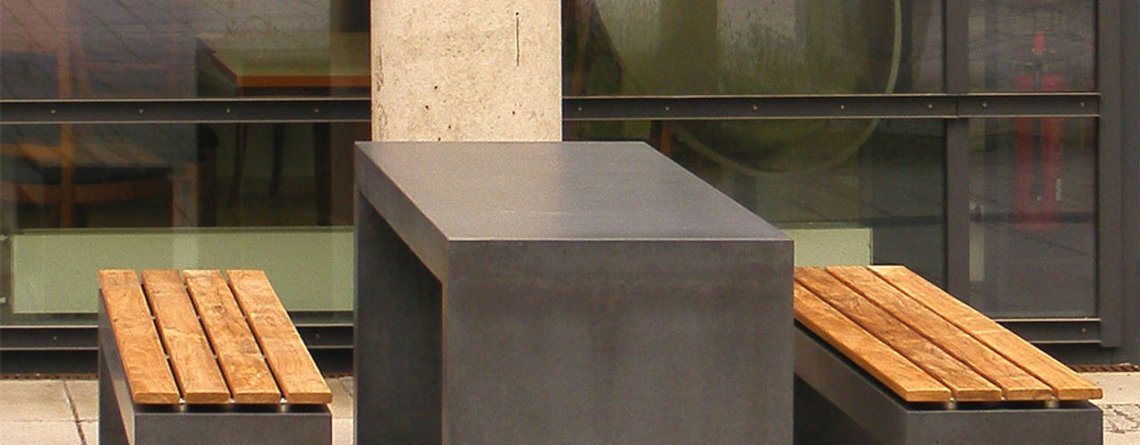 Betonbank Betontisch, oggi-beton oggi-beton Balcones y terrazas modernos Concreto