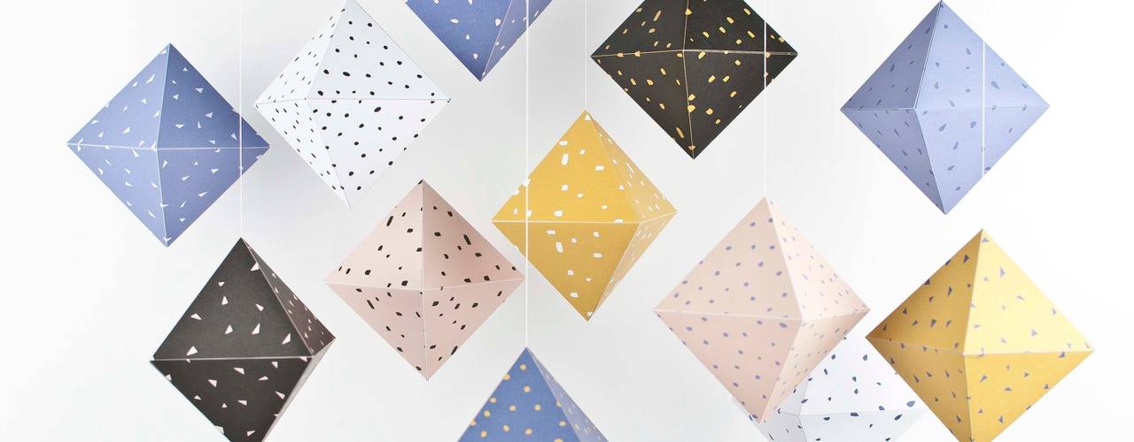 12 Faltvorlagen für geometrischen Baumschmuck DIY, hinzhej hinzhej Modern living room