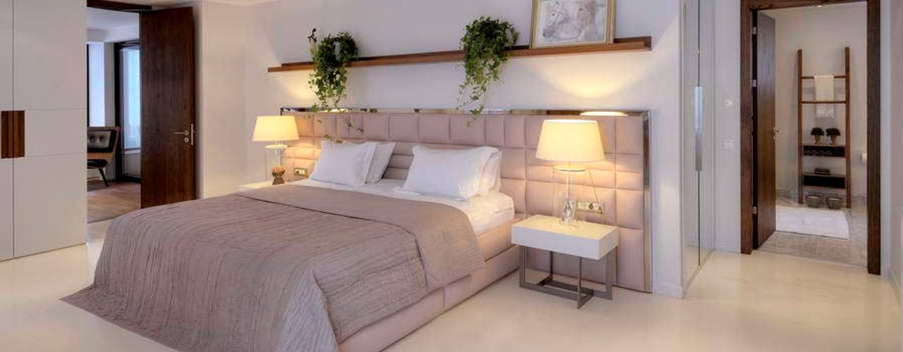 House E - E Evi, HANDE KOKSAL INTERIORS HANDE KOKSAL INTERIORS Modern style bedroom