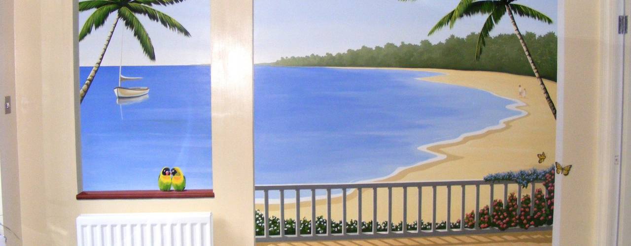 Tropical paradise mural, Marvellous Murals Marvellous Murals Mediterranean style walls & floors