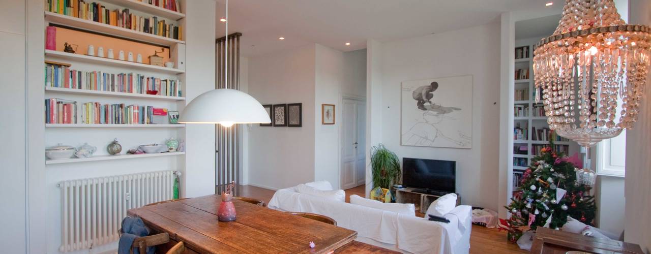 Casa Certosa: All'appartamento un carattere luminoso e moderno, Anomia Studio Anomia Studio ห้องทานข้าว