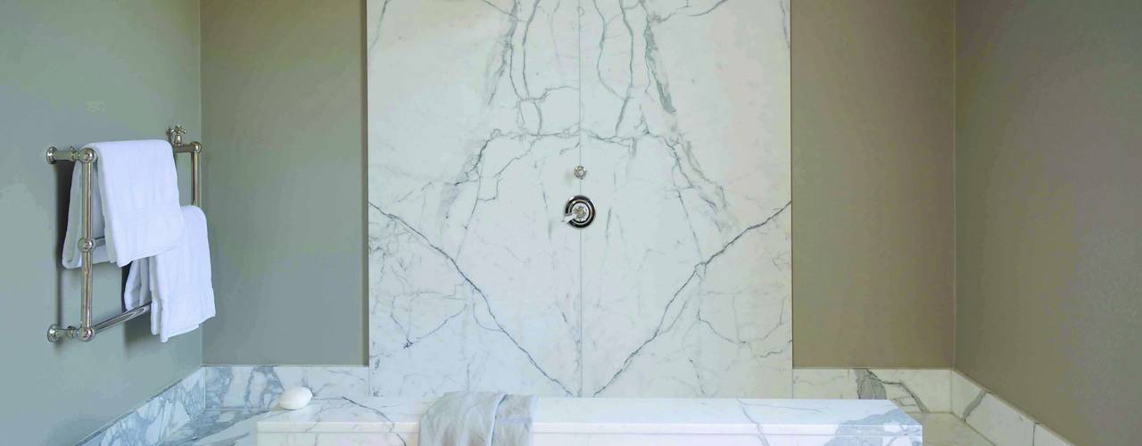 Marble Wetroom and Kitchen Island - Dinder House, Somerset, Stone Age Stone Age Baños clásicos