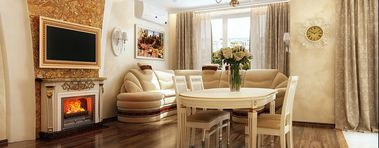 Квартира-студия классика, "PRimeART" 'PRimeART' Classic style living room