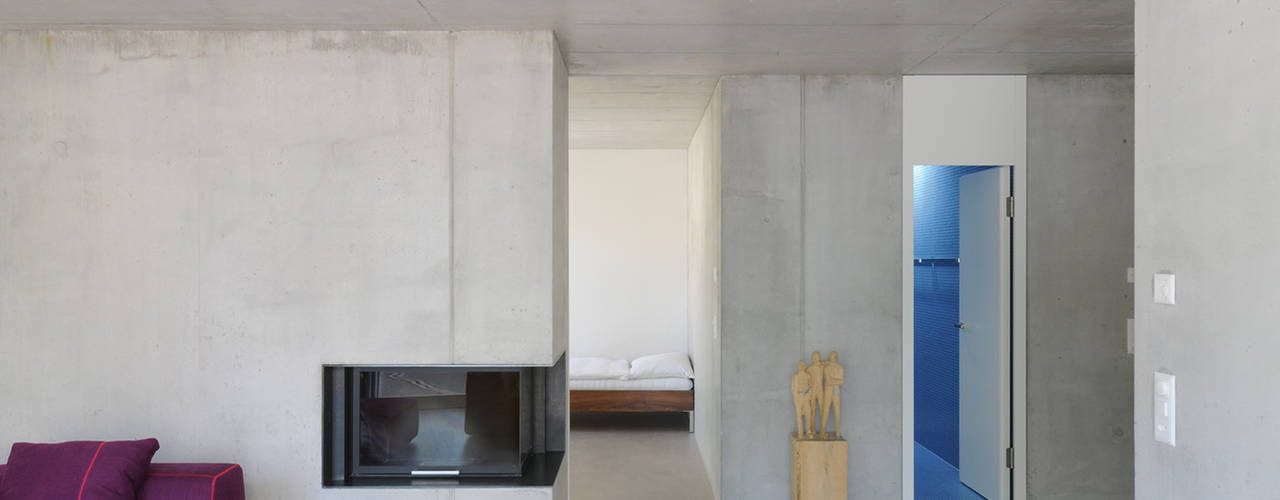 Wohn- und Atelierhaus Mühlestrasse, Edlibach Schweiz, amreinherzig amreinherzig Minimalist Oturma Odası