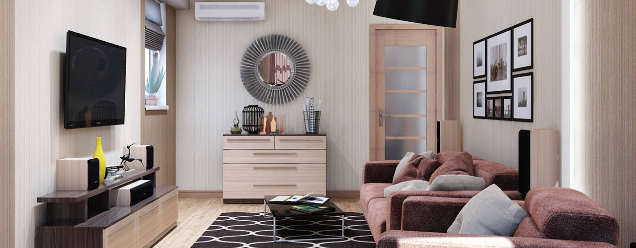 Дизайн квартиры в Севастополе в современном стиле, Студия дизайна ROMANIUK DESIGN Студия дизайна ROMANIUK DESIGN Minimalist living room