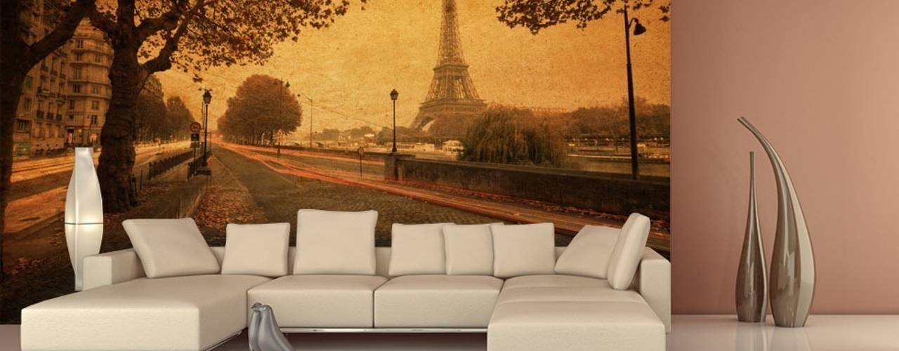 Photo wallpapers in living room, Demural Demural Nowoczesny salon