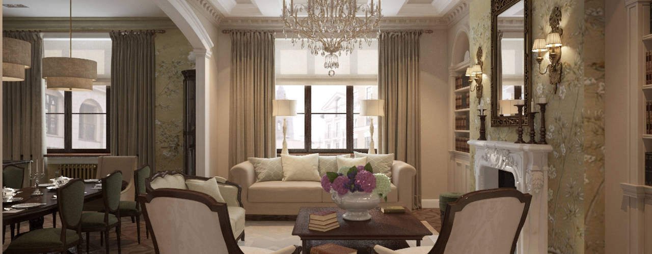Квартира в классическом стиле, COUTURE INTERIORS COUTURE INTERIORS Phòng khách phong cách kinh điển