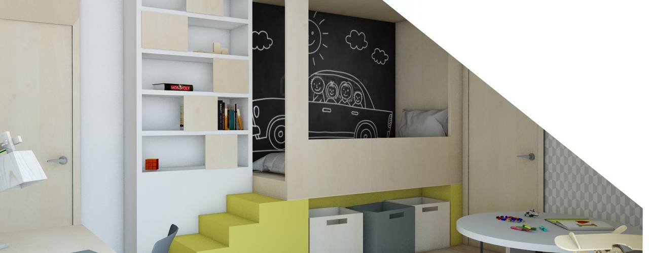 Projekt domu jednorodzinnego 3 (wykonany dla A2.Studio Pracownia Architektury), BAGUA Pracownia Architektury Wnętrz BAGUA Pracownia Architektury Wnętrz Quarto infantil escandinavo