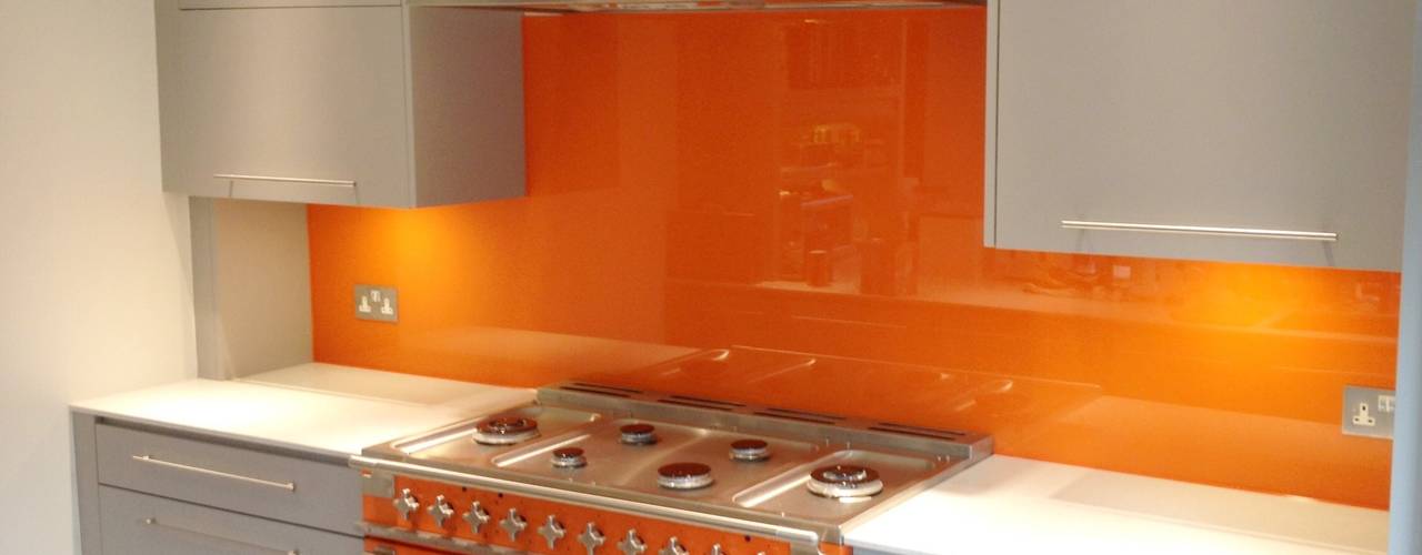 Orange Glass Kitchen Splash Back, UK Splashbacks UK Splashbacks Cocinas modernas