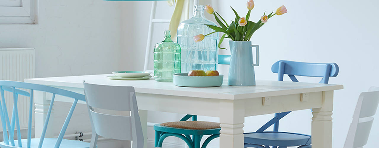 Ein Stuhl, der Farbe an den Tisch bringt, diewohnblogger diewohnblogger Moderne Esszimmer