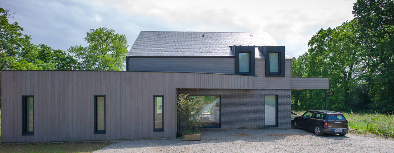 Construction d'une maison bois en Haute Normandie, ANTOINE LAINE ARCHITECTURES ANTOINE LAINE ARCHITECTURES Modern home