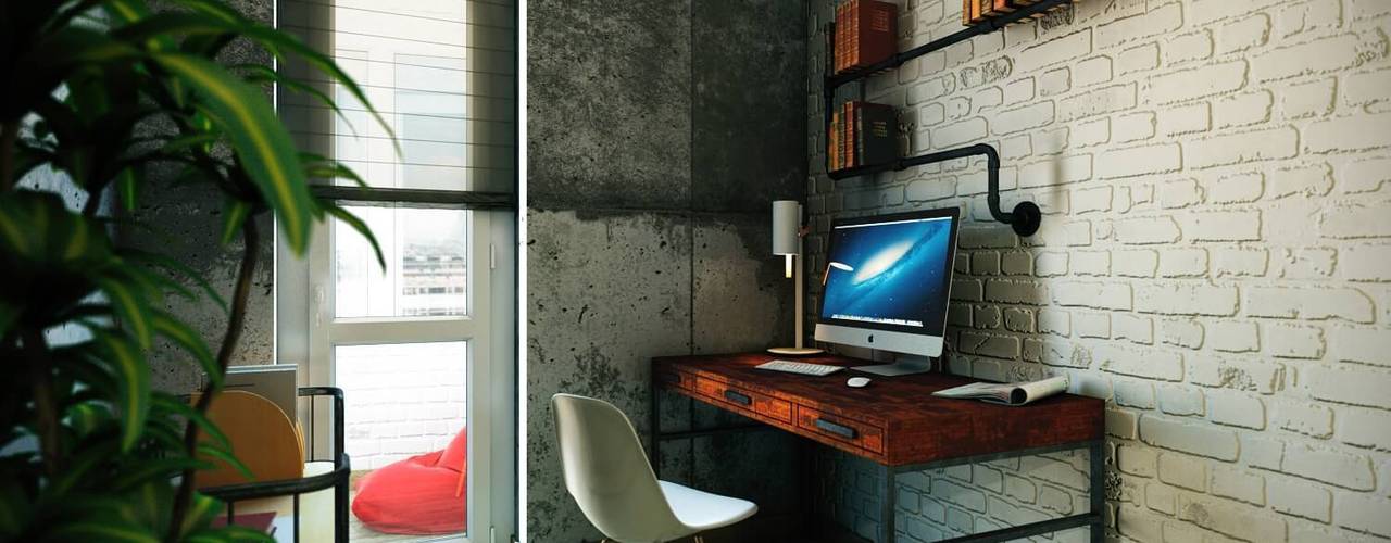 Каменный лофт, CO:interior CO:interior Industrial style study/office