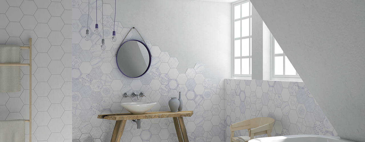 Le piastrelle sono multicolor e... patchwork!, ADDEØ DESIGN ADDEØ DESIGN Modern Banyo