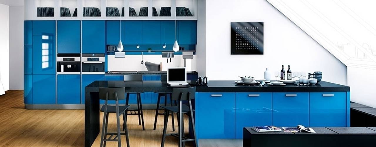 Rino Blue Gloss Modern Kitchen, Belvoir Interiors Ltd Belvoir Interiors Ltd Dapur Modern