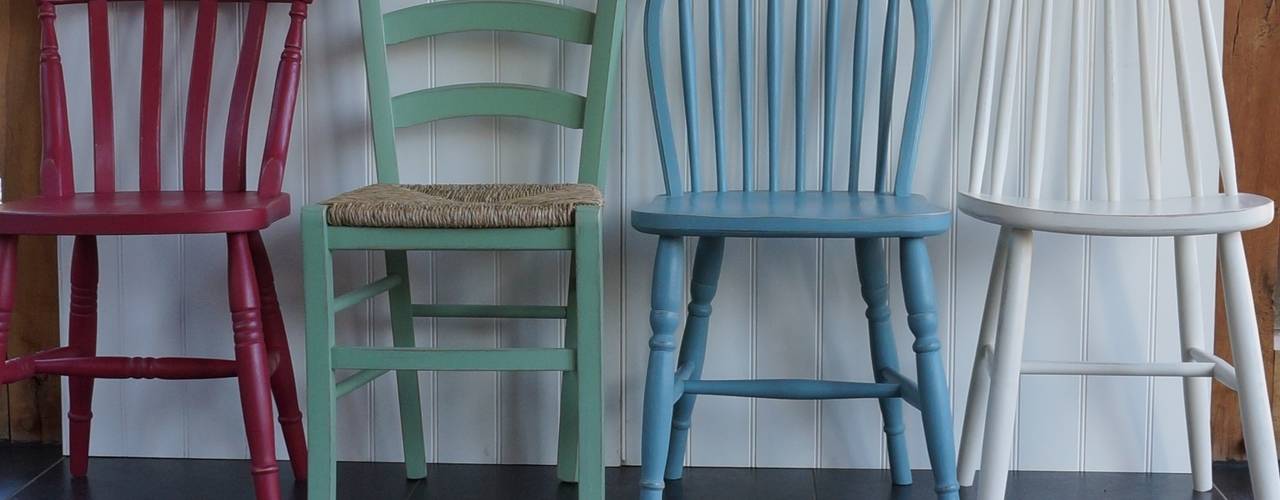 Hand Painted Dining Chairs, Rectory Blue Rectory Blue Kırsal Yemek Odası