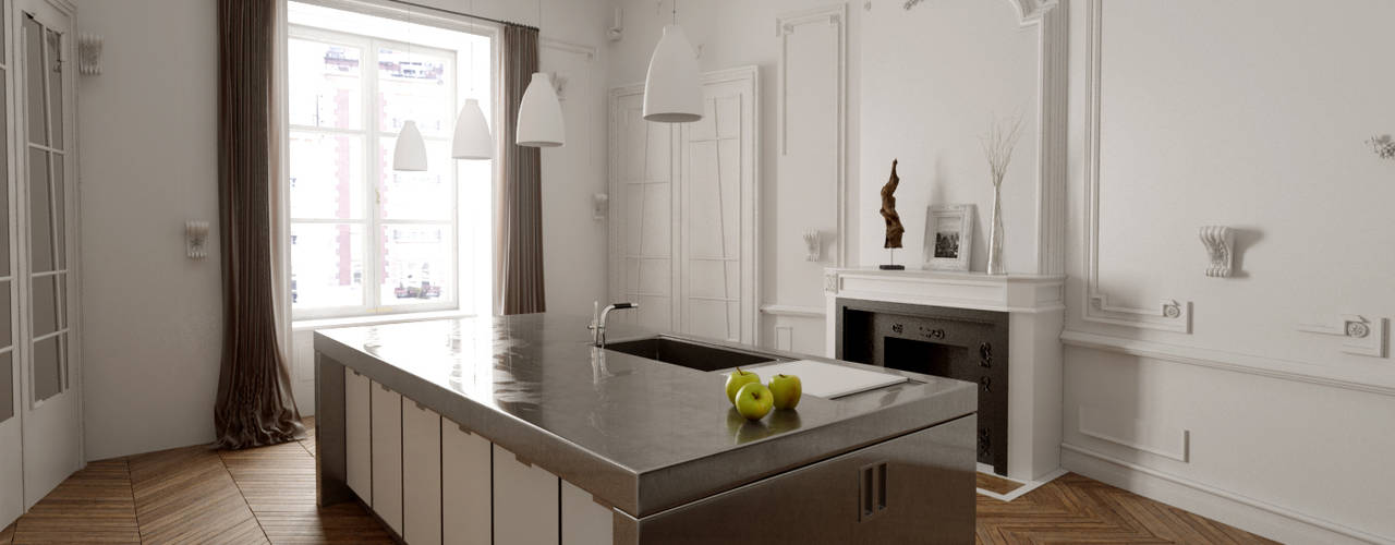 110 m² découpe Haussmann, Better and better Better and better Cocinas de estilo moderno