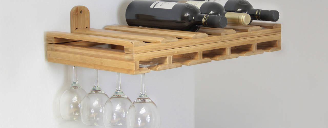 Hanging Glass Rack and Wine Bottles Holder, Finoak LTD Finoak LTD مطبخ