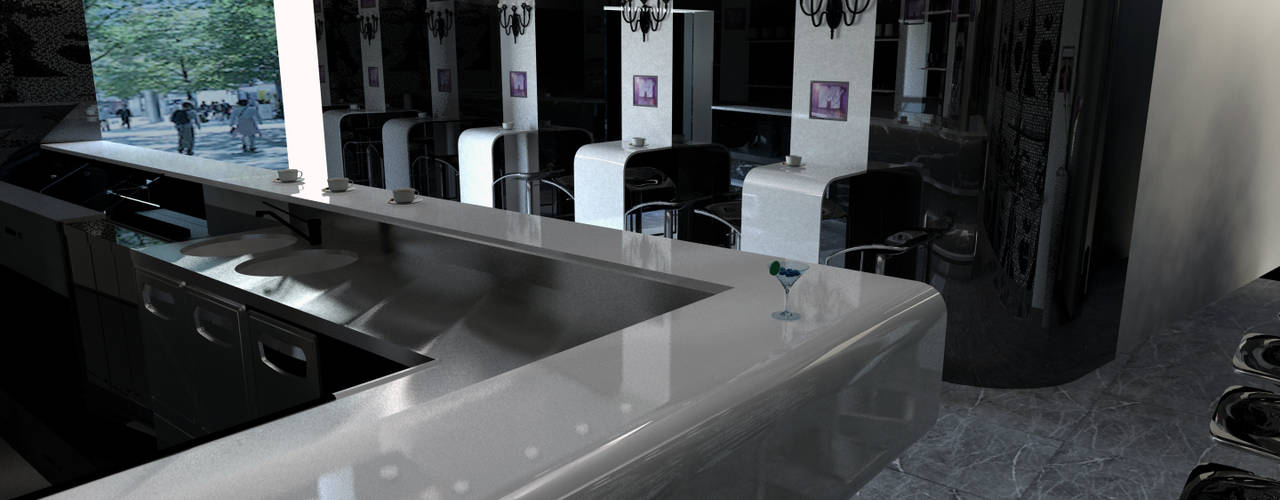 Progetto di un bar in Corian, Dadesign Interior Designer Dadesign Interior Designer พื้นที่เชิงพาณิชย์