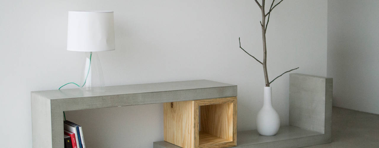 Concrete Square Wood / Sideboard-Couchtisch-Bank, formdimensionen formdimensionen Вітальня