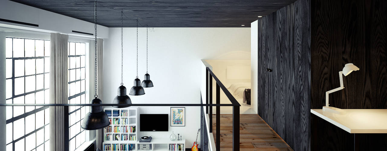 Loft Apartment, OFD architects OFD architects Minimalistyczne domowe biuro i gabinet