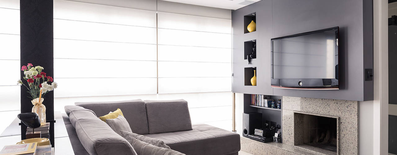 Apartamento DC, Blacher Arquitetura Blacher Arquitetura Modern living room