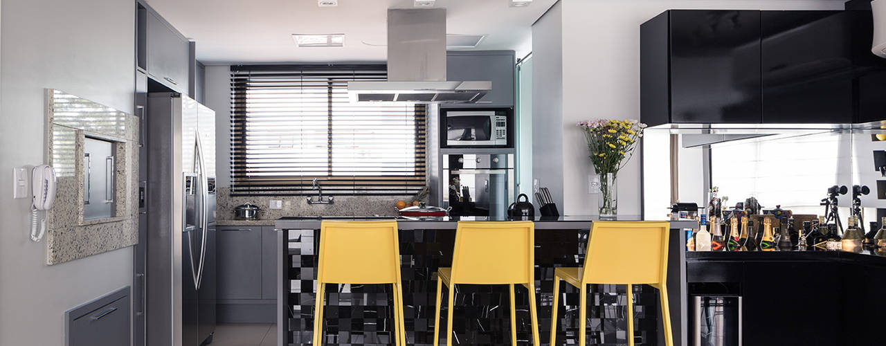 Apartamento DC, Blacher Arquitetura Blacher Arquitetura Nowoczesny salon