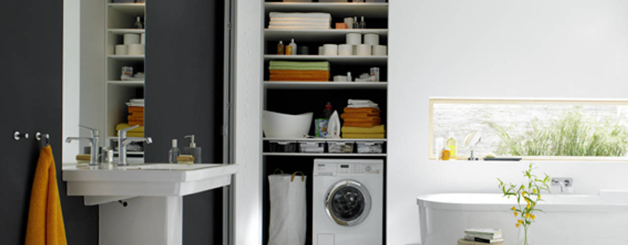 Bad mit Stauraum für Waschmaschine, Burkhard Heß Interiordesign Burkhard Heß Interiordesign Modern style bathrooms