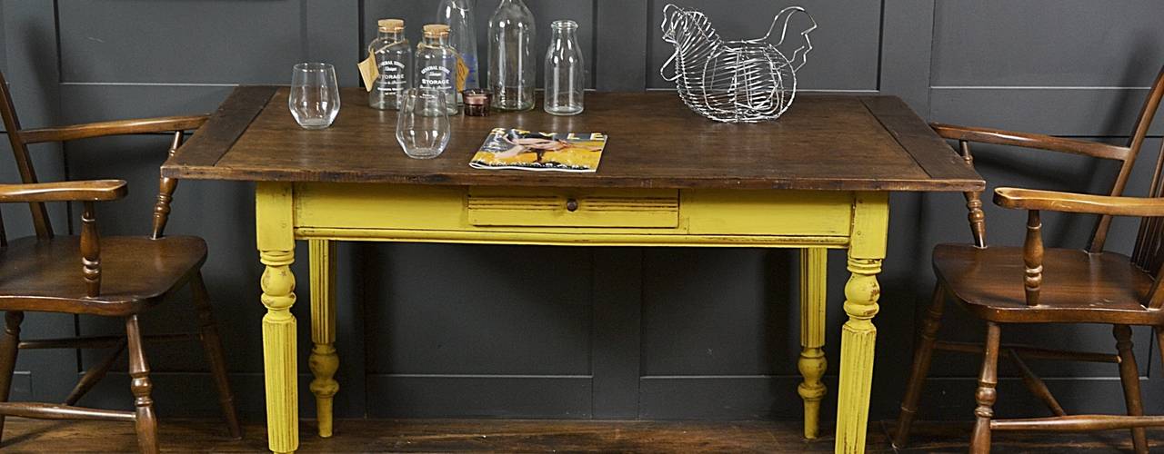 Reclaimed Top Shabby Chic Yellow Dining/Side Table , The Treasure Trove Shabby Chic & Vintage Furniture The Treasure Trove Shabby Chic & Vintage Furniture Rustic style dining room