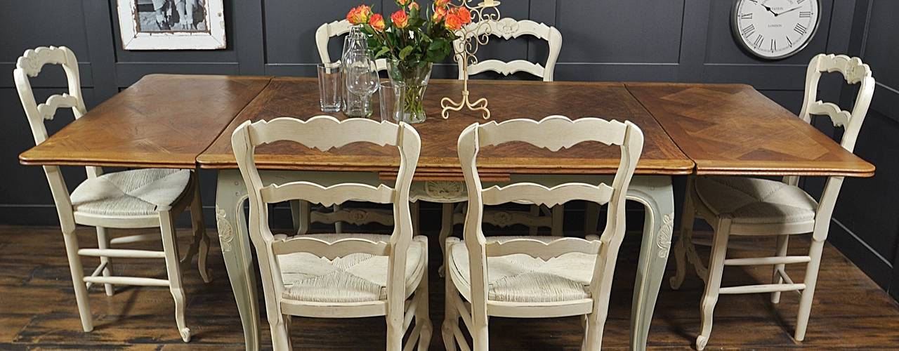 Shabby Chic French Oak Dining Table with 6 Chairs in Rococo, The Treasure Trove Shabby Chic & Vintage Furniture The Treasure Trove Shabby Chic & Vintage Furniture Classic style dining room