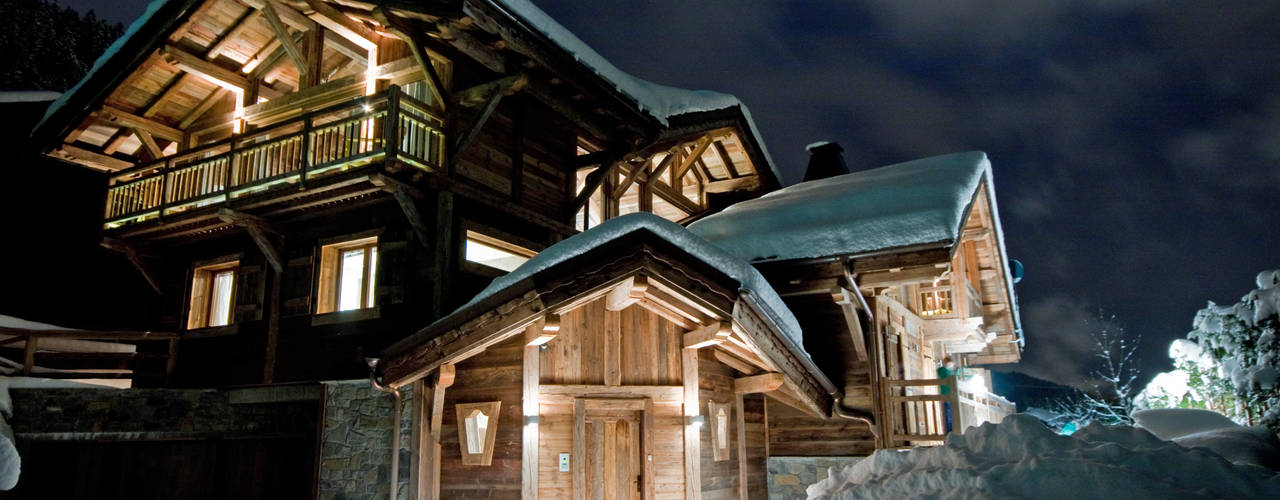 Chalet Chardon: conception, architecte d'intérieur et de liaison du client pour un nouveau chalet de ski de luxe, shep&kyles design shep&kyles design Casas rurales