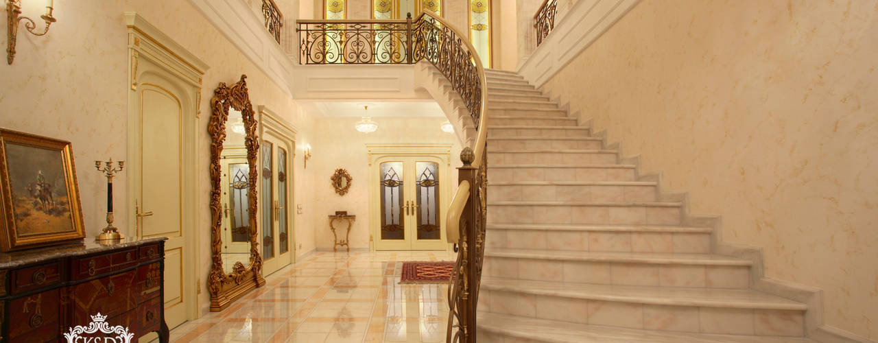 Дом космополит, KASHUBA DESIGN KASHUBA DESIGN Classic style corridor, hallway and stairs