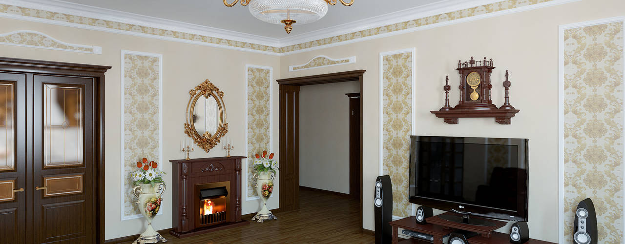 Неоклассика в кухне и гостиной, Москоу Дизайн Москоу Дизайн Klassieke woonkamers